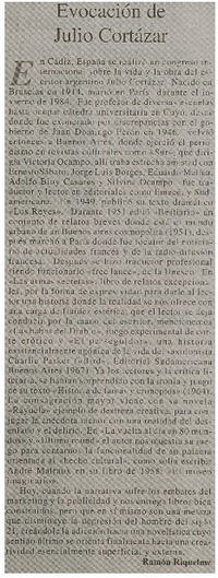 Evocación de Julio Cortázar
