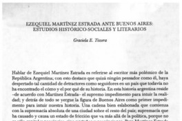 Ezequiel Martínez Estrada ante Buenos Aires: Estudios Históricos-Sociales y Literarios