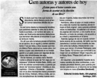Cien autoras y autores de hoy