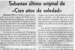 Subastan último original de "Cien años de soledad".