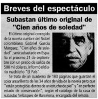 Subastan último original de "Cien años de soledad".