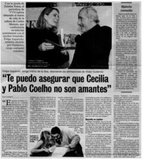 "Te puedo asegurar que Cecilia y Pablo Coelho no son amantes"