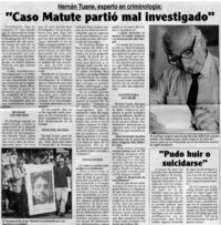 "Caso Matute partió mal investigado".