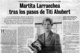 Martita Larraechea tras los pasos de Titi Ahubert Sorprendidos en revista "Paréntesis" con reportaje de la concejala