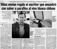 Viñas envían regalo al escritor que encontró con sabor a parafina al vino blanco chileno