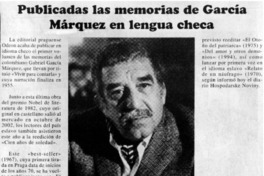 Publicadas las memorias de García Márquez en lengua checa