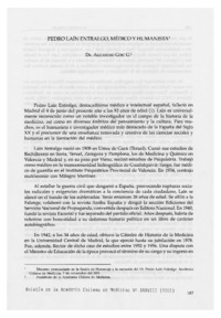 Pedro Laín Entralgo, médico y humanista