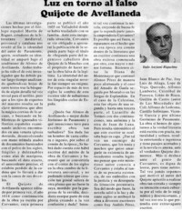 Luz en torno al falso Quijote de Avellaneda