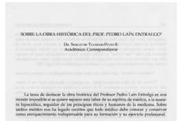 Sobre la obra histórica del prof. Pedro Laín Entralgo