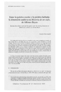 Entre la palabra escrita y la palabra hablada: la dimensión auditiva en Historia de un siglo, de Alfonso Reyes