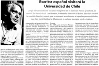 Escritor español visitará la Universidad de Chile