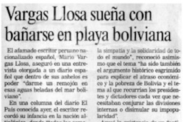 Vargas Llosa sueña con bañarse en playa boliviana