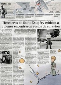 Herederos de Saint-Exupéry critican a quienes encontraron restos de su avión