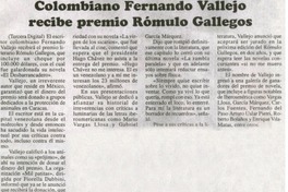 Colombiano Fernando Vallejo recibe premio Rómulo Gallegos.
