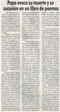 Papa evoca su muerte y su sucesión en un libro de poemas.