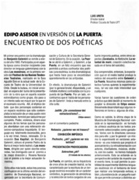 Edipo Asesor en versión de la Puerta : encuentro de dos poéticas