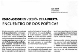 Edipo Asesor en versión de la Puerta : encuentro de dos poéticas
