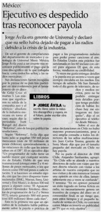 Ejecutivo es despedido tras reconocer payola.