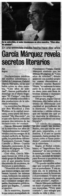 García Márquez revela secretos literarios.