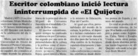 Escritor colombiano inició lectura ininterrumpida de "El Quijote".