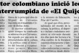 Escritor colombiano inició lectura ininterrumpida de "El Quijote".