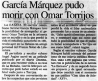 García Márquez pudo morir con Omar Torrijos.