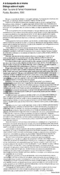 A la búsqueda de sí mismo, diálogo sobre el sujeto