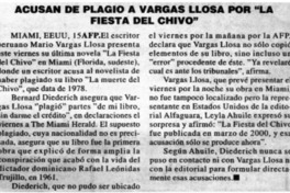 Acusan de plagio a Vargas Llosa por "la fiesta del chivo".