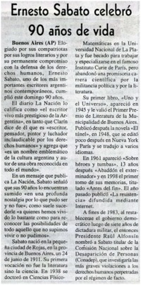 Ernesto Sábato celebró 90 años de vida.