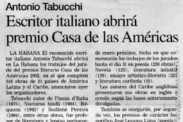 Escritor italiano abrirá premio Casa de las Américas.