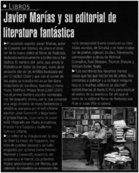 Javier Marías y su editorial de literatura fantástica.