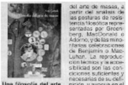 Una Filosofía del arte de masas.