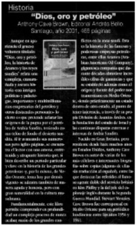 Dios, oro y petróleo"