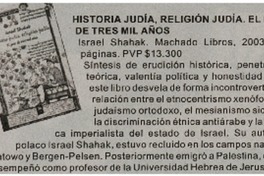 Historia Judía, religión judía. El peso de tres mil años