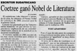 Coetzee ganó Nobel de Literatura.