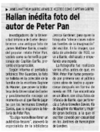 Hallan inédita foto del autor de Peter Pan.