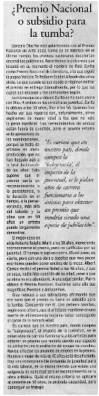Premio Nacional o subsidio para la tumba?