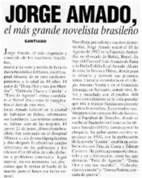 Jorge Amado, el más grande novelista brasileño.