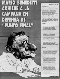 Mario Benedetti adhiere a la campaña en defensa de "Punto Final".