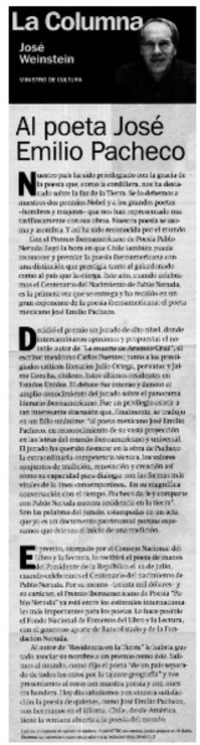 Al poeta José Emilio Pacheco