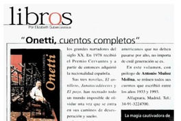 "Onetti, cuentos completos"