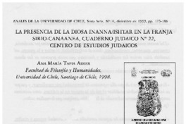 La presencia de la diosa InannaIshater en la franja sirio-canaanea : cuaderno judaico no 22, centro de estudios judaicos