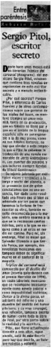 Sergio Pitol, escritor secreto