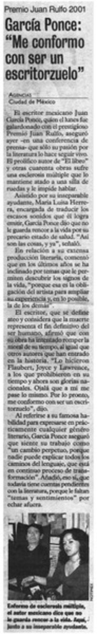 García Ponce: "Me conformo con ser un escritorzuelo".