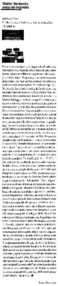 Walter Benjamin, aviso de incendio