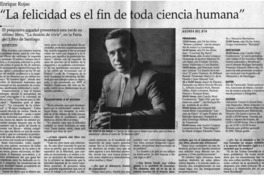 La felicidad es el fin de toda ciencia humana"