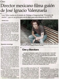 Director mexicano filma guión de José Ignacio Valenzuela