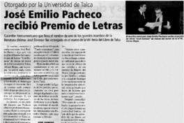 José Emilio Pacheco recibió Premio de Letras