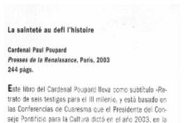 La Sainteté au defi l'histoire