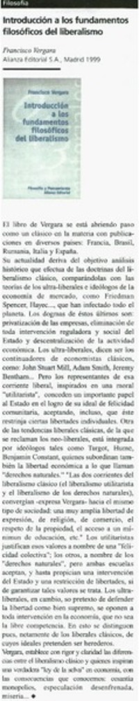 Introducción a los fundamentos filosóficos del liberalismo.